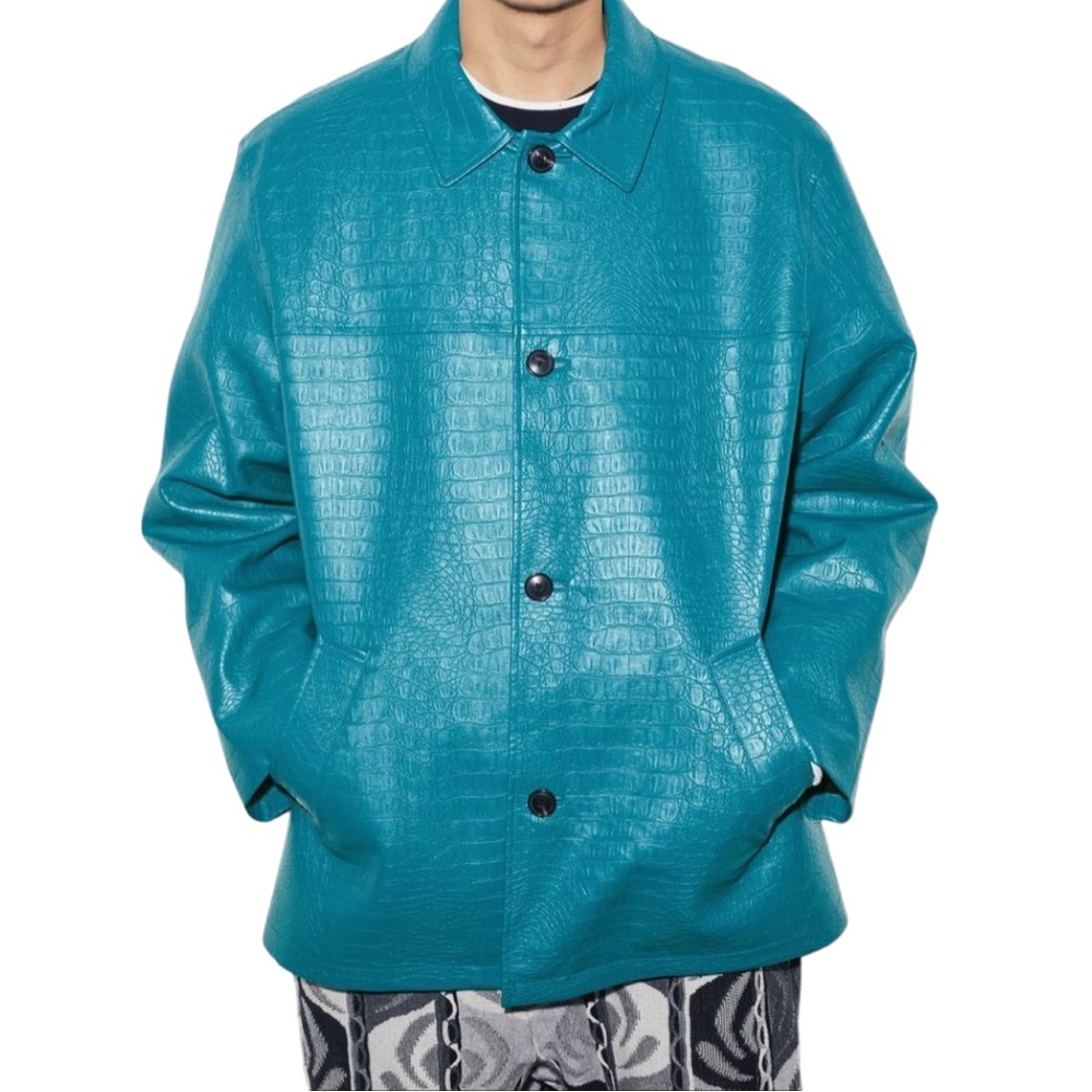Supreme Faux Croc Car Coat in Teal (SS22)